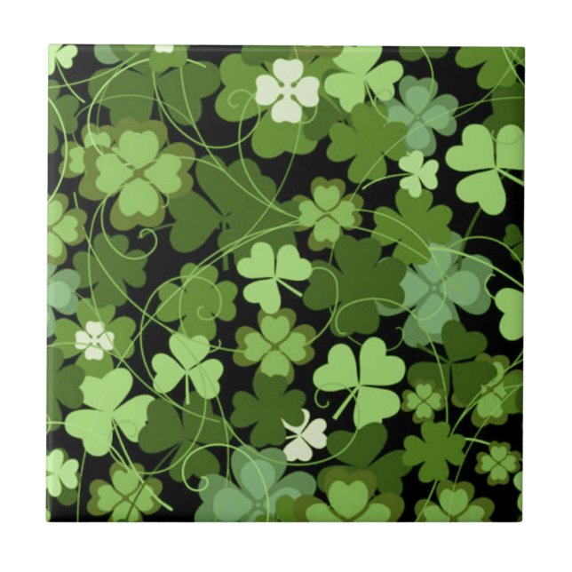Grönt Irish Shamrock Kakelplatta (Framsidan)