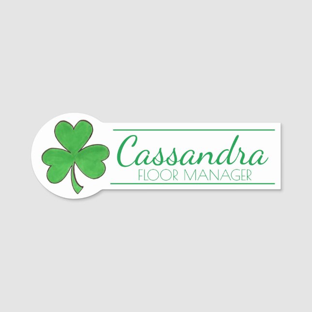 Grönt Irish Shamrock Klöver St. Patrick's Day Namnbricka (Framsida)