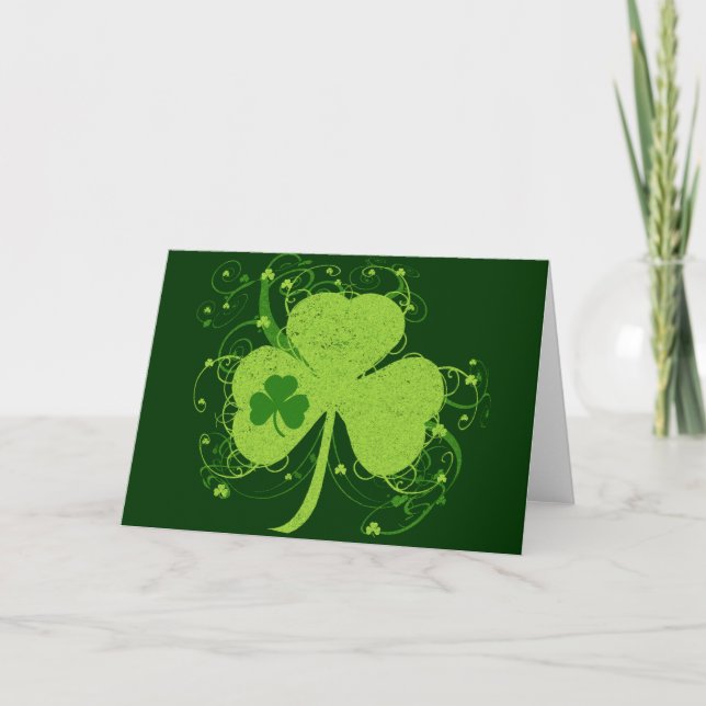 Grönt Irish Shamrock Kort (Framsida)