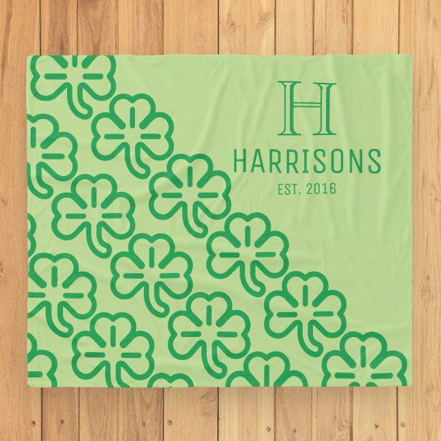 Grönt Irish Shamrock Personlig Family Namn Fleecefilt (Skapare uppladdad)