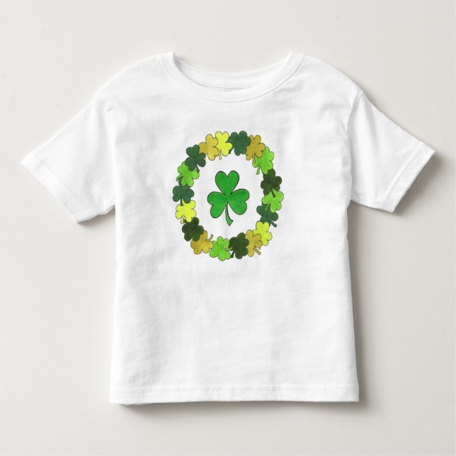 Grönt Irish Shamrock WAN St Patrick's Day T-shirt (Framsida)
