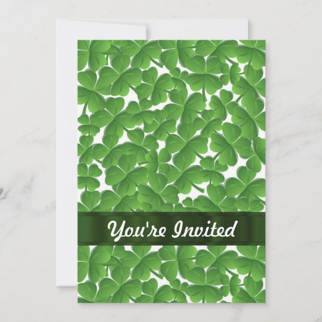 Grönt Irish shamrocks personlig Inbjudningar (Framsida)