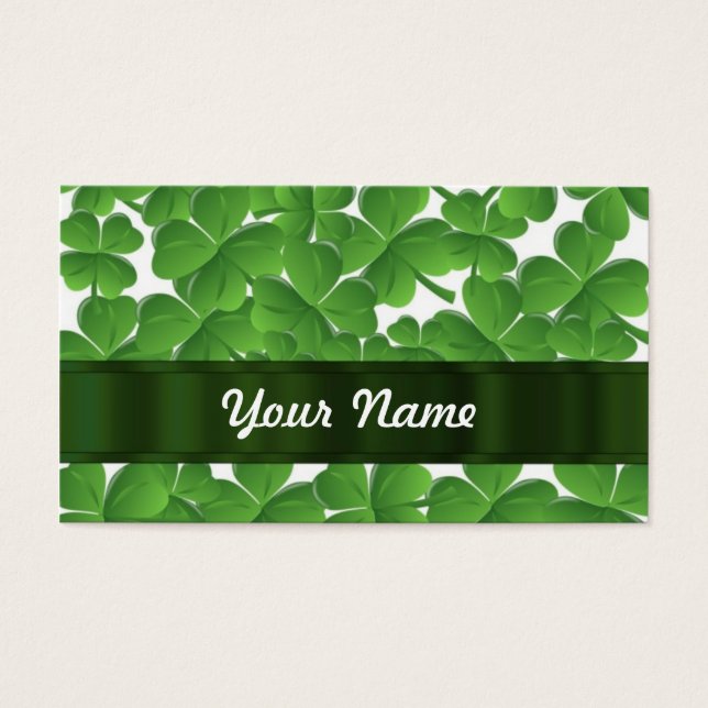 Grönt Irish shamrocks personlig Visitkort (Framsidan)