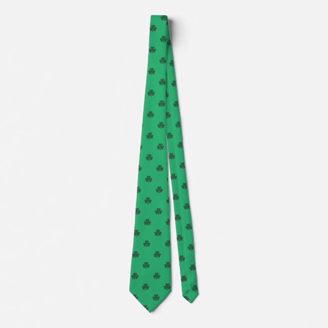 Grönt Irish Shamrocks Polka dots Mönster Slips (Framsida)