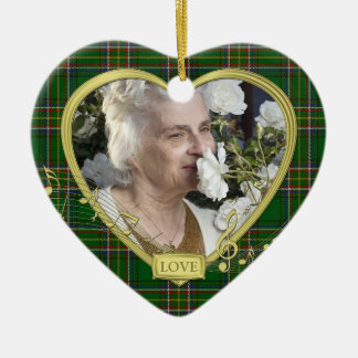 Grönt Irish Tartan Memorial Heart Photo jul Julgransprydnad Keramik