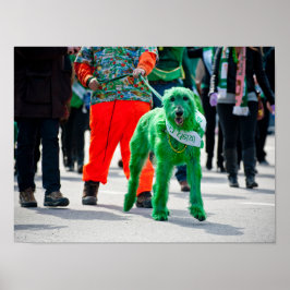 Grönt Irish Wolfhound Hund St. Patrick's Day Parad Poster