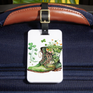 GRÖNT IRLÄNDSKA ARBETSBOOT MED SHAMROCKS FLOWERS BAGAGEBRICKA