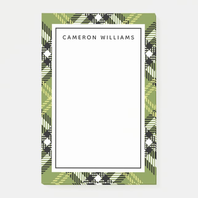 Grönt irländskt plädmönster post-it block (Framsida)