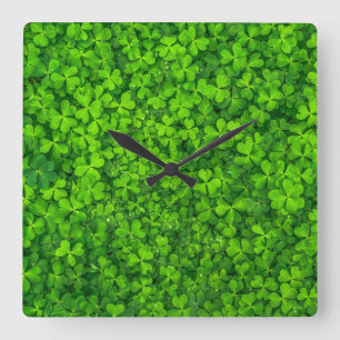 Grönt irländskt symbol Irland för Shamrockklöver Fyrkantig Klocka