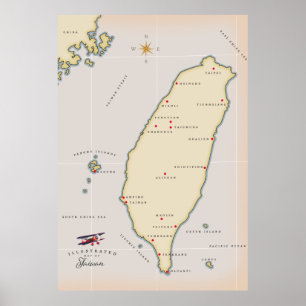Grönt Island Taiwans reseaffisch. Poster