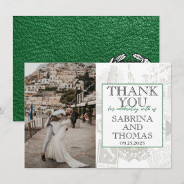Grönt Italien Bröllop Photo Tack Kort