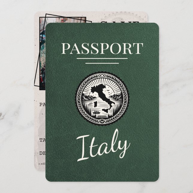 Grönt Italien Passport Spara Datumet (Fram/baksida)
