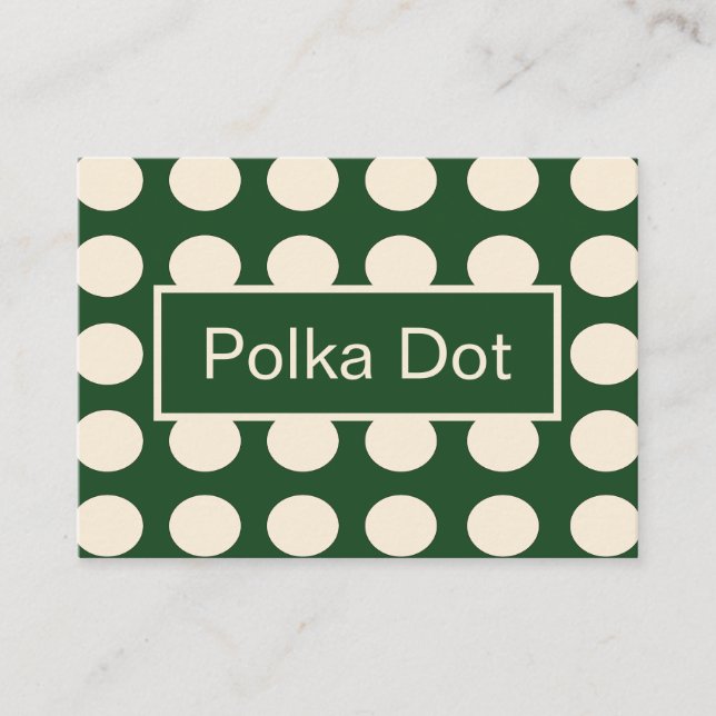 Grönt Ivory Färg Polka Dot Visitkort (Framsida)