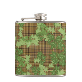 Grönt ivu på guld svartbrun plaid fickplunta