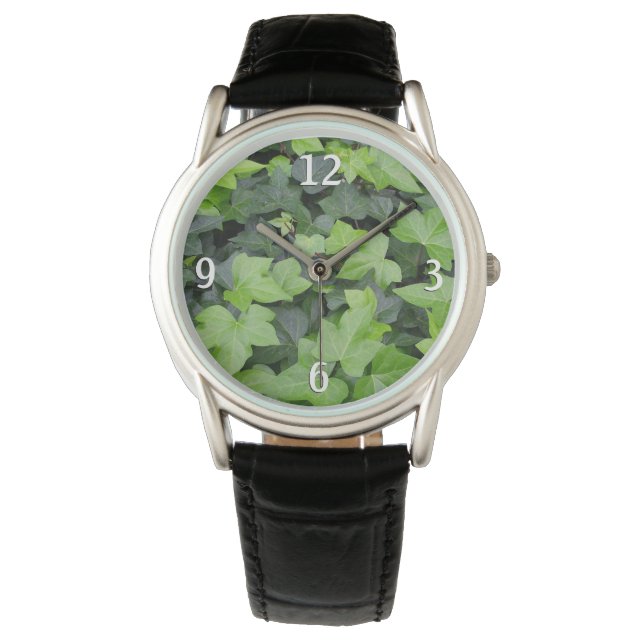 Grönt Ivy botaniskt utskrift Armbandsur (Framsida)
