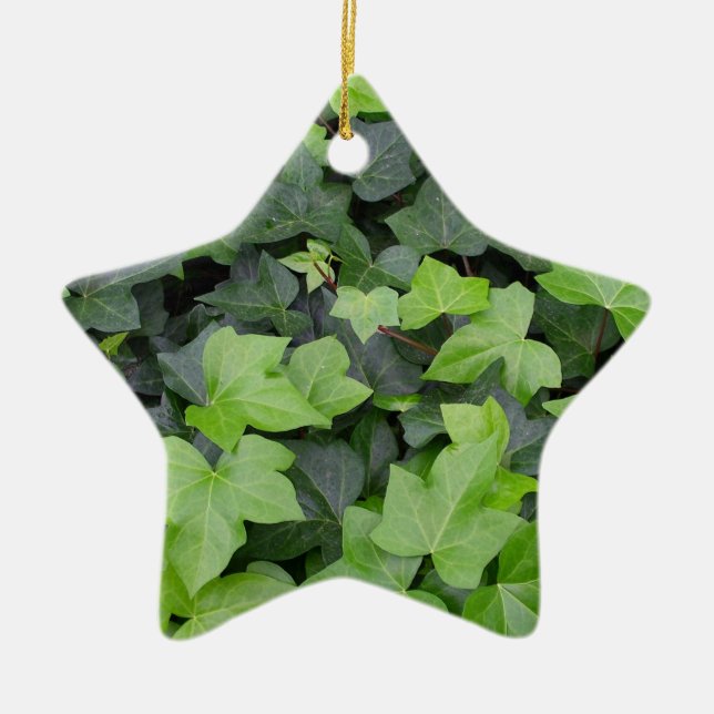 Grönt Ivy botaniskt utskrift Julgransprydnad Keramik (Framsidan)