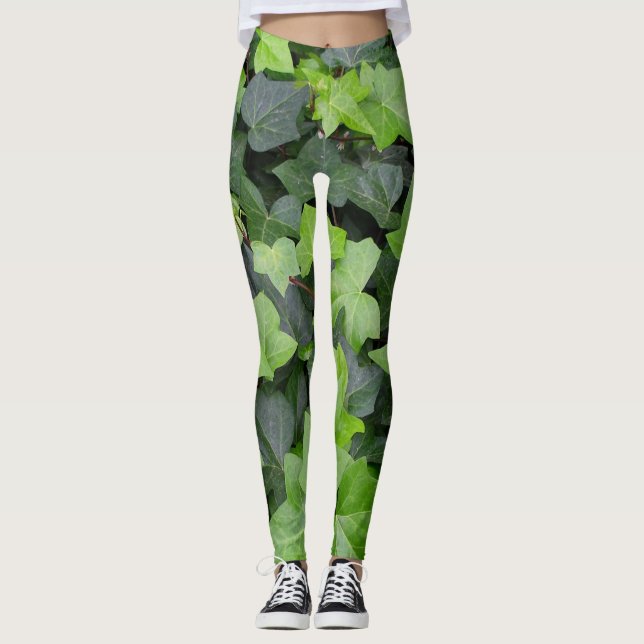 Grönt Ivy botaniskt utskrift Leggings (Framsida)