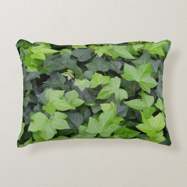 Grönt Ivy botaniskt utskrift Prydnadskudde (Framsidan)