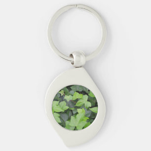 Grönt Ivy botaniskt utskrift Swirl Silverfärgad Nyckelring