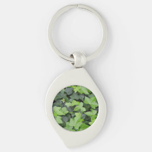 Grönt Ivy botaniskt utskrift Swirl Silverfärgad Nyckelring