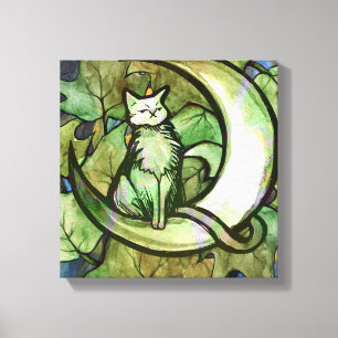 Grönt Ivy Cat Måne Child Art Luna Cats Canvastryck
