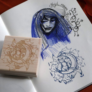 Grönt Ivy Cat Måne Child Art Luna Cats Stämpel