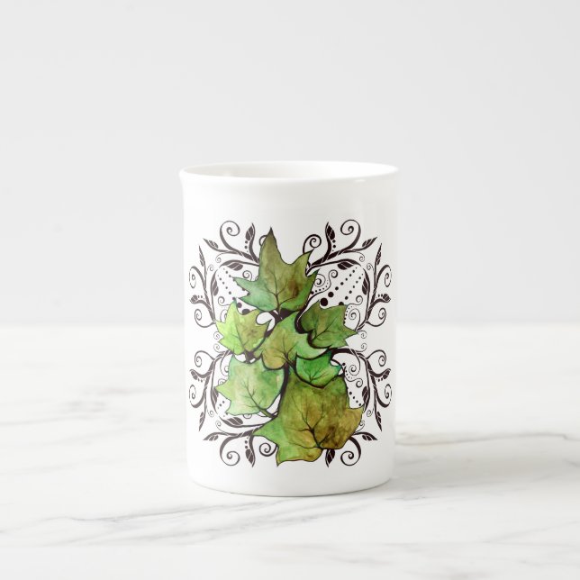 Grönt Ivy Nature Benporslin Mugg (Framsidan)