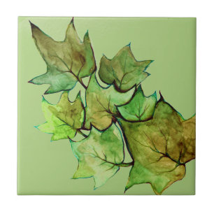 Grönt Ivy Nature Watercolor Kakelplatta