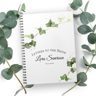 Grönt Ivy Vine Watercolor Brev till Bride Anteckningsbok