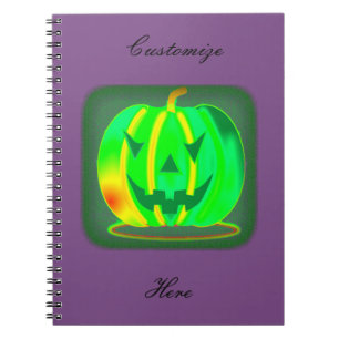 Grönt Jack o'lantern Halloween Thunder_Cove Anteckningsbok Med Spiral