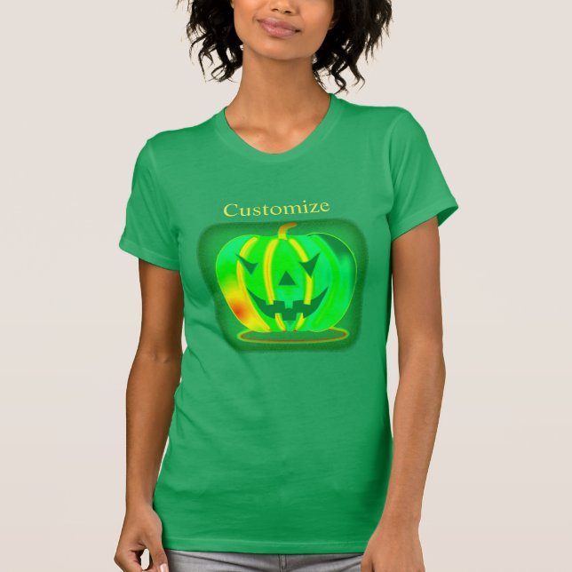 Grönt Jack o'lantern Halloween Thunder_Cove T Shirt (Framsida)