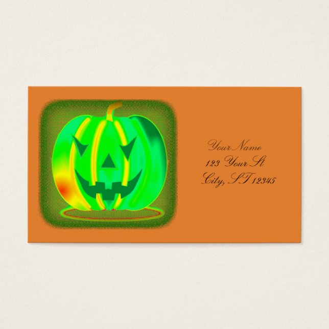 Grönt Jack o'lantern Halloween Thunder_Cove Visitkort (Framsidan)