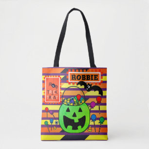 Grönt Jack o'Lantern Personlig Bus eller godis Tygkasse