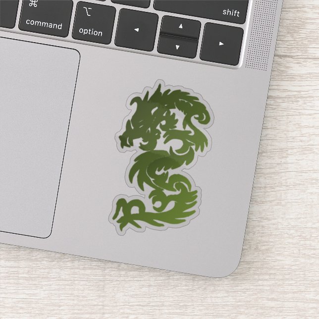 Grönt Jade Chinese Dragon Silhouette Klistermärken (Detalj)