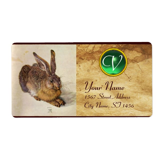GRÖNT-Jade med monogrammet ( Young Hare ) Fraktsedel (Framsidan)