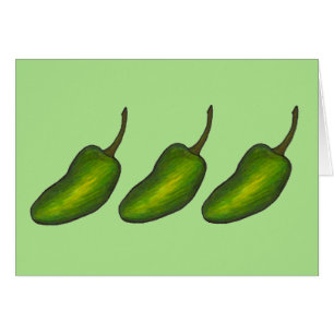 Grönt Jalapeno Hett Spicy Peppers Vegetable Hälsningskort