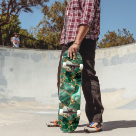 Grönt Jasper med guld-tillägg Mini Skateboard Bräda 18,5 Cm