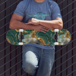 Grönt Jasper och guld vener. Mini Skateboard Bräda 18,5 Cm