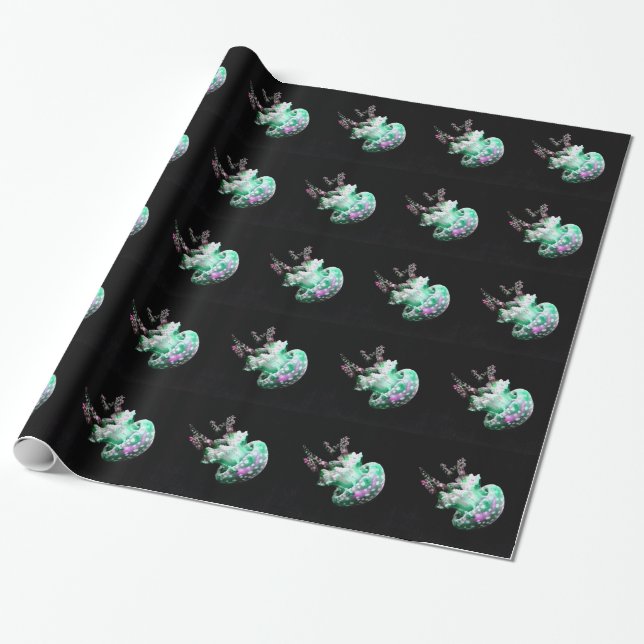 Grönt Jellyfish Presentpapper (Utrullad)