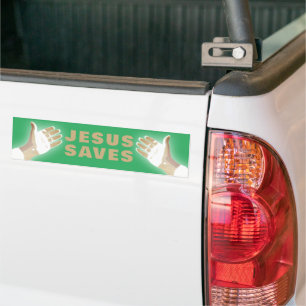 grönt JESUS SAVES Bildekal