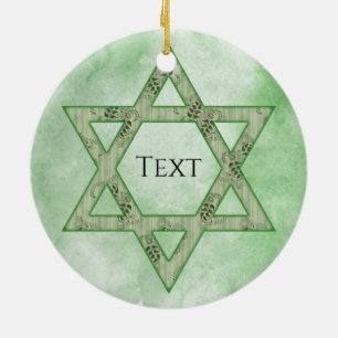 Grönt Jewish Star Ceramic Ornament