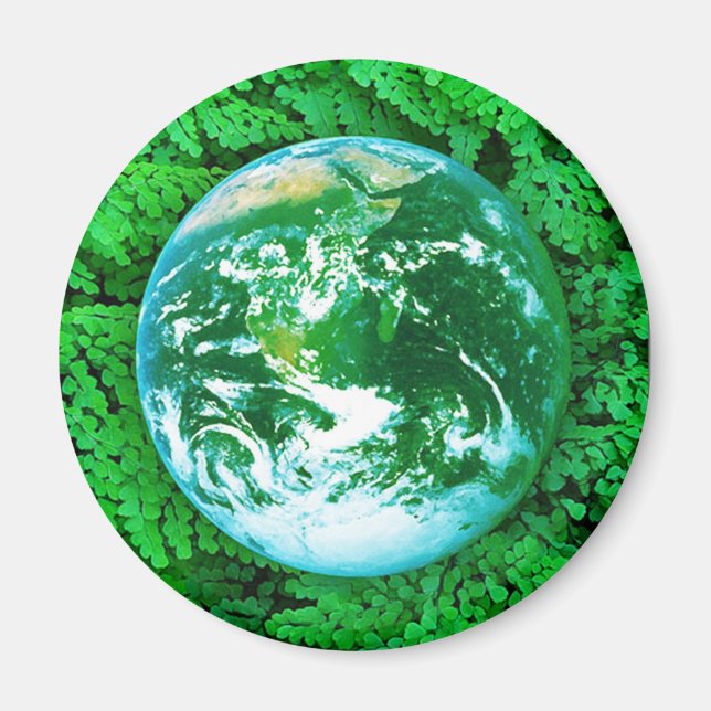 Grönt Jorden - miljömedvetenhet Magnet (Framsidan)
