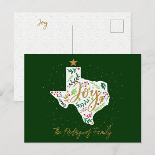 Grönt Joy Helgdag Löv Texas Shape Vykort