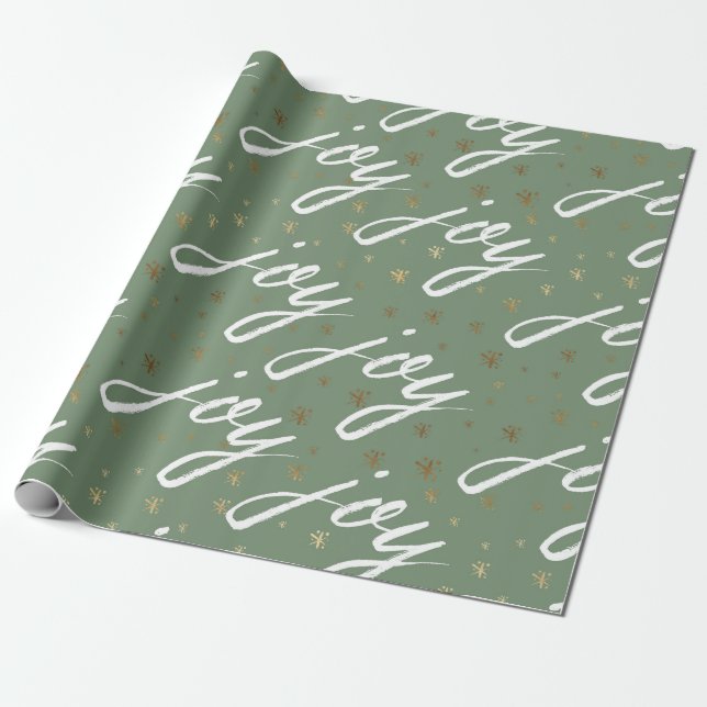 Grönt Joy Script Julafton Wrapping Papper Presentpapper (Utrullad)