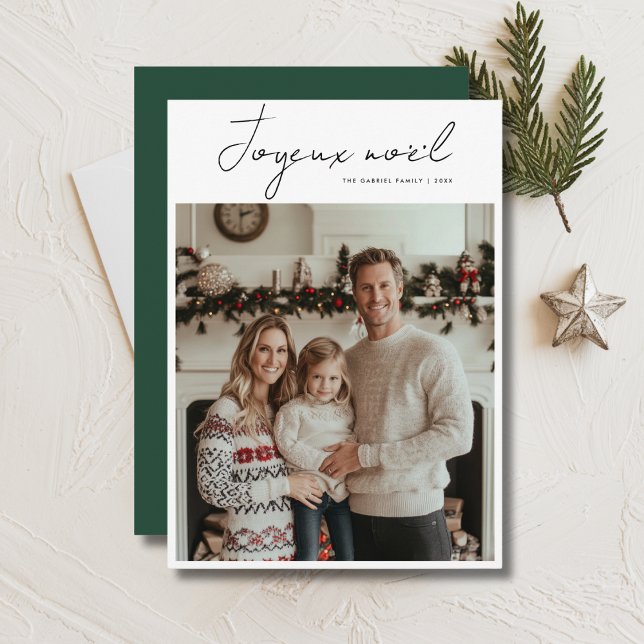 Grönt Joyeux Noël Frech-julfoto Julkort (Skapare uppladdad)