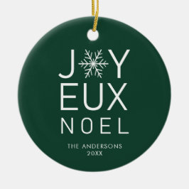 Grönt Joyeux Noel Modern Typography-Helgdag Julgransprydnad Keramik