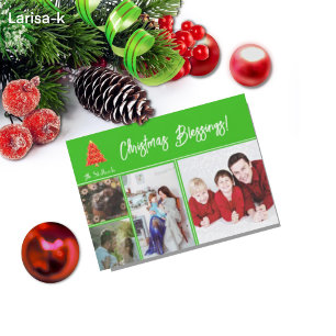 Grönt Joyoux Noel Photo Helgdag Card Julkort