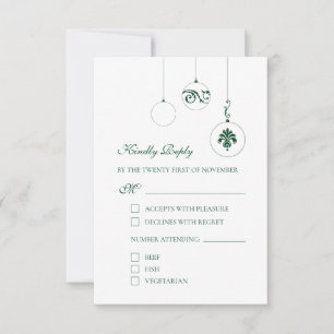 Grönt Jul Bauble Ornaments Winter Wedding OSA Kort