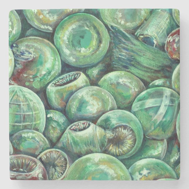 Grönt jul Bollar Underlägg Sten (Framsidan)