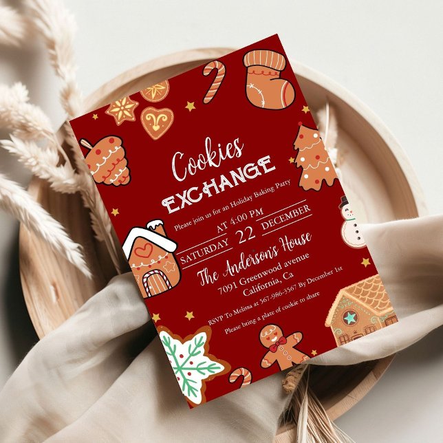 Grönt jul-cookie Exchange jul Party Inbjudningar (Skapare uppladdad)